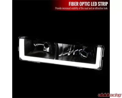 Spec-D LED Bar Crystal Headlights (Chrome Housing/Clear Lens) Chevrolet | GMC 1988-1999 - LH-C1088-G3-GO