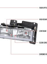 Spec-D LED Bar Crystal Headlights (Chrome Housing/Clear Lens) Chevrolet | GMC 1988-1999                                     - LH-C1088-G3-GO - Image 8