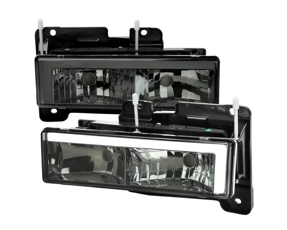 Spec-D LED Strip Factory Style Headlights- Driver & Passenger Side (Chrome Housing/Smoke Lens) GMC | Chevrolet 1988-1999 - LH-C1088G-G3-RS