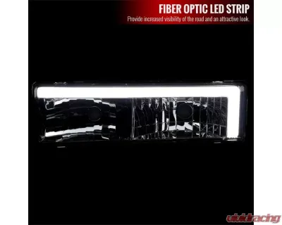 Spec-D LED Strip Factory Style Headlights (Chrome Housing/Smoked Lens) Chevrolet | GMC 1988-1999 - LH-C1088G-G3-RS