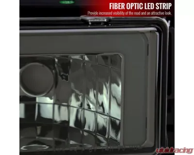 Spec-D LED Strip Factory Style Headlights (Chrome Housing/Smoked Lens) Chevrolet | GMC 1988-1999 - LH-C1088G-G3-RS