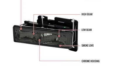 Spec-D LED Strip Factory Style Headlights (Chrome Housing/Smoked Lens) Chevrolet | GMC 1988-1999                                     - LH-C1088G-G3-RS - Image 8