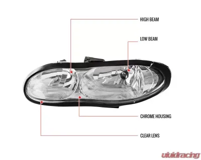 Spec-D Factory Style Headlights - Driver & Passenger Side (Chrome Housing/Clear Lens) Chevrolet Camaro 1998-2002 - LH-CMR98-RS
