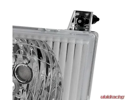 Spec-D Factory Style Crystal Headlights (Chrome Housing/Clear Lens) Ford E-Series 1992-2006 - LH-ECON92-ABM