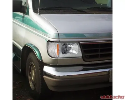 Spec-D Factory Style Crystal Headlights (Chrome Housing/Clear Lens) Ford E-Series 1992-2006 - LH-ECON92-ABM