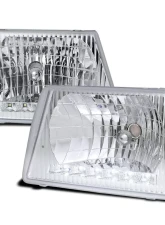 Spec-D Factory Style Headlights w/ SMD LED Light Strip (Chrome Housing/Clear Lens) Ford E-Series 1992-2006                                     - LH-ECON92-RS - Image 10