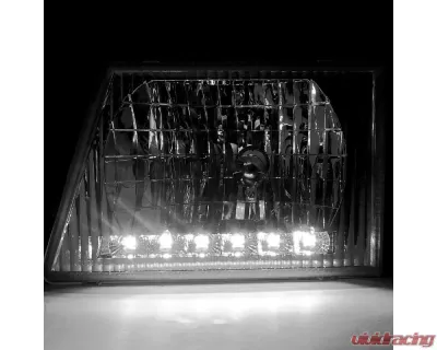 Spec-D Factory Style Headlights w/ SMD LED Light Strip (Chrome Housing/Clear Lens) Ford E-Series 1992-2006 - LH-ECON92-RS