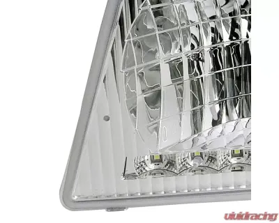 Spec-D Factory Style Headlights w/ SMD LED Light Strip (Chrome Housing/Clear Lens) Ford E-Series 1992-2006 - LH-ECON92-RS