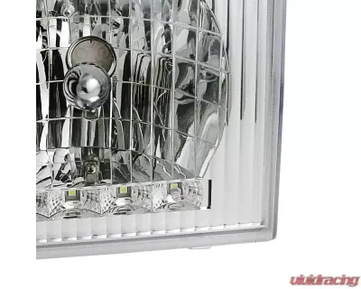 Spec-D Factory Style Headlights w/ SMD LED Light Strip (Chrome Housing/Clear Lens) Ford E-Series 1992-2006 - LH-ECON92-RS