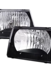 Spec-D Factory Style Crystal Headlights (Matte Black Housing/Clear Lens) Ford E-Series 1992-2006                                     - LH-ECON92JM-ABM - Image 10