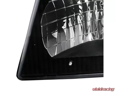 Spec-D Factory Style Crystal Headlights (Matte Black Housing/Clear Lens) Ford E-Series 1992-2006 - LH-ECON92JM-ABM