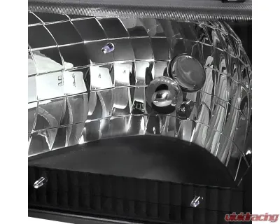 Spec-D Factory Style Crystal Headlights (Matte Black Housing/Clear Lens) Ford E-Series 1992-2006 - LH-ECON92JM-ABM