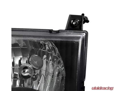 Spec-D Factory Style Crystal Headlights (Matte Black Housing/Clear Lens) Ford E-Series 1992-2006 - LH-ECON92JM-ABM