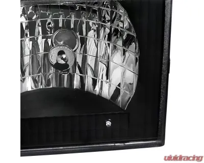 Spec-D Factory Style Crystal Headlights (Matte Black Housing/Clear Lens) Ford E-Series 1992-2006 - LH-ECON92JM-ABM