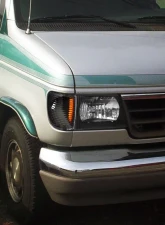 Spec-D Factory Style Crystal Headlights (Matte Black Housing/Clear Lens) Ford E-Series 1992-2006                                     - LH-ECON92JM-ABM - Image 10