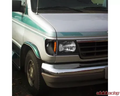 Spec-D Factory Style Crystal Headlights (Matte Black Housing/Clear Lens) Ford E-Series 1992-2006 - LH-ECON92JM-ABM