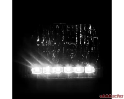 Spec-D Factory Style Headlights w/ SMD LED Light Strip (Matte Black Housing/Clear Lens) Ford E-Series 1992-2006 - LH-ECON92JM-RS