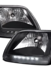 Spec-D Factory Style Headlights w/ SMD LED Light Strip (Matte Black Housing/Clear Lens) Ford Expedition | F-150 1997-2004                                     - LH-F15097JM-RS - Image 10