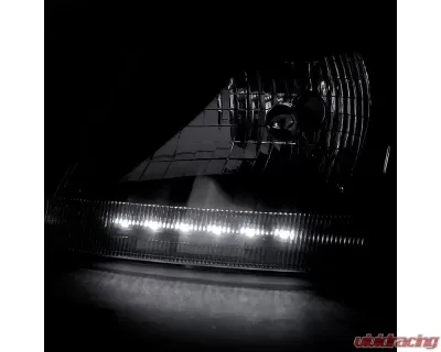 Spec-D Factory Style Headlights w/ SMD LED Light Strip (Matte Black Housing/Clear Lens) Ford Expedition | F-150 1997-2004 - LH-F15097JM-RS