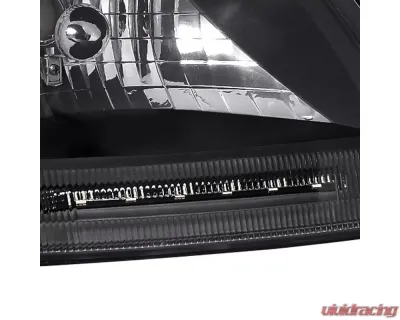 Spec-D Factory Style Headlights w/ SMD LED Light Strip (Matte Black Housing/Clear Lens) Ford Expedition | F-150 1997-2004 - LH-F15097JM-RS