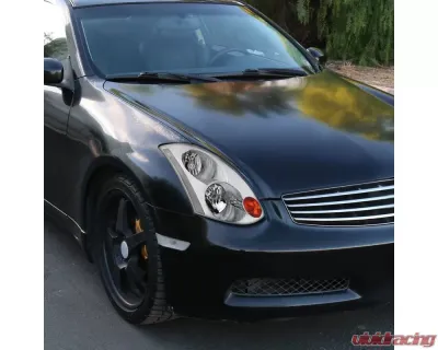 Spec-D Factory Style Headlights (Chrome Housing/Clear Lens) Infiniti G35 2003-2005 - LH-G35032-ABM