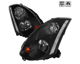Spec-D Factory Style Headlights (Matte Black Housing/Clear Lens) Infiniti G35 2003-2005