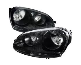 Spec-D Factory Style Headlights w/ Turn Signal Lights (Matte Black Housing/Clear Lens) Volkswagen Jetta | Golf MK5 2005-2010