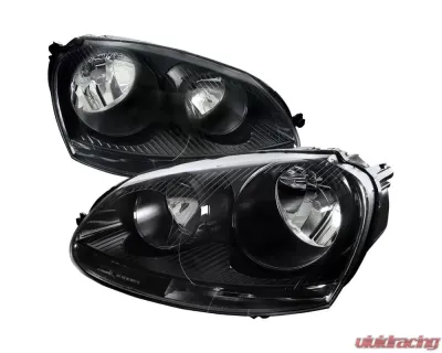Spec-D Factory Style Headlights w/ Turn Signal Lights (Matte Black Housing/Clear Lens) Volkswagen Jetta | Golf MK5 2005-2010 - LH-GLF05JM-RS