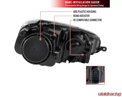 Spec-D Factory Style Headlights w/ Turn Signal Lights (Matte Black Housing/Clear Lens) Volkswagen Jetta | Golf MK5 2005-2010 - LH-GLF05JM-RS