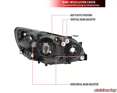 Spec-D Factory Style Crystal Headlights (Matte Black Housing/Clear Lens) Lexus IS300 2001-2005 - LH-IS30001JM-RS