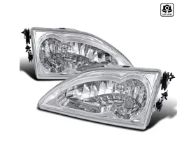 Spec-D Factory Style Headlights (Chrome Housing/Clear Lens) Ford Mustang 1994-1998