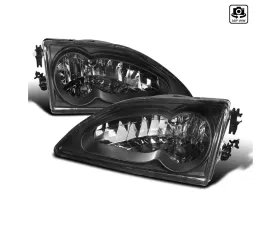 Spec-D Factory Style Headlights (Matte Black Housing/Clear Lens) Ford Mustang 1994-1998