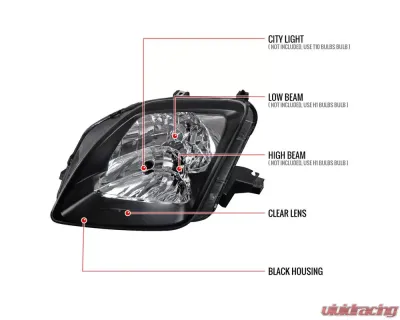 Spec-D Factory Style Headlights (Matte Black Housing/Clear Lens) Honda Prelude 1997-2001 - LH-PL97JM-ABM