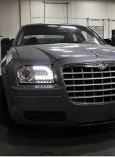 Spec-D Projector Headlights w/ LED Light Strip & Turn Signal Lights (Chrome Housing/Clear Lens) Chrysler 300 2005-2010                                     - LHP-30005-V2-TM - Image 3