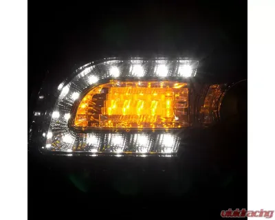 Spec-D Projector Headlights w/ Bright White LED Light Strip & Turn Signal Lights (Glossy Black Housing/Smoke Lens) Chrysler 300 2005-2010 - LHP-30005G-V2-TM