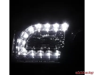 Spec-D Projector Headlights w/ LED Light Strip (Glossy Black Housing/Smoked Lens) Chrysler 300 | 300C 2005-2010 - LHP-300C05G-TM