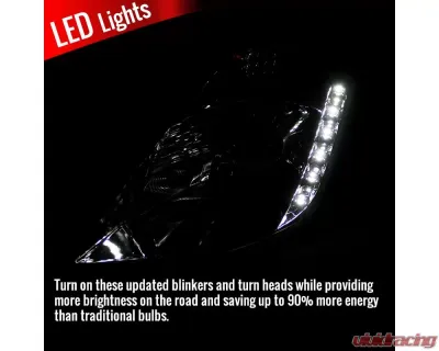Spec-D Projector Headlights w/ SMD LED Light Strip (Chrome Housing/Clear Lens) Nissan 350Z 2003-2005 - LHP-350Z03-RS