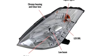 Spec-D Projector Headlights w/ SMD LED Light Strip (Chrome Housing/Clear Lens) Nissan 350Z 2003-2005                                     - LHP-350Z03-RS - Image 8