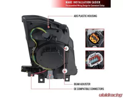 Spec-D Projector Headlights w/ SMD LED Light Strip (Chrome Housing/Clear Lens) Nissan 350Z 2003-2005 - LHP-350Z03-RS