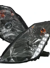 Spec-D Projector Headlights w/ SMD LED Light Strip (Chrome Housing/Smoked Lens) Nissan 350Z 2003-2005                                     - LHP-350Z03G-RS - Image 10