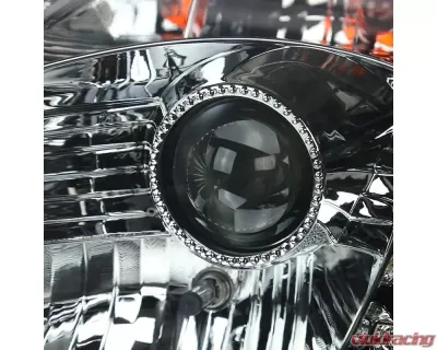 Spec-D Projector Headlights w/ SMD LED Light Strip (Chrome Housing/Smoked Lens) Nissan 350Z 2003-2005 - LHP-350Z03G-RS