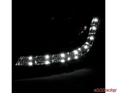 Spec-D SMD LED Light Strip Projector Headlights (Chrome Housing/Clear Lens) Nissan 350Z 2006-2009 - LHP-350Z06-RS