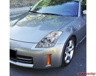 Spec-D SMD LED Light Strip Projector Headlights (Chrome Housing/Clear Lens) Nissan 350Z 2006-2009 - LHP-350Z06-RS