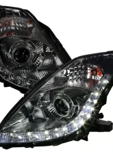 Spec-D SMD LED Light Strip Projector Headlights (Chrome Housing/Smoked Lens) Nissan 350Z 2006-2009                                     - LHP-350Z06G-RS - Image 10