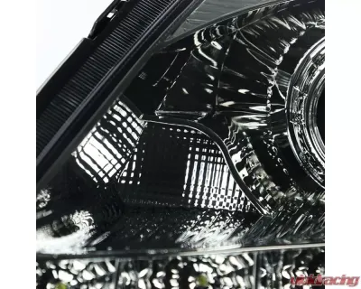 Spec-D SMD LED Light Strip Projector Headlights (Chrome Housing/Smoked Lens) Nissan 350Z 2006-2009 - LHP-350Z06G-RS