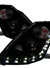 Spec-D SMD LED Light Strip Projector Headlights (Black Housing/Smoked Lens) Nissan 350Z 2006-2009                                     - LHP-350Z06SM-RS - Image 9