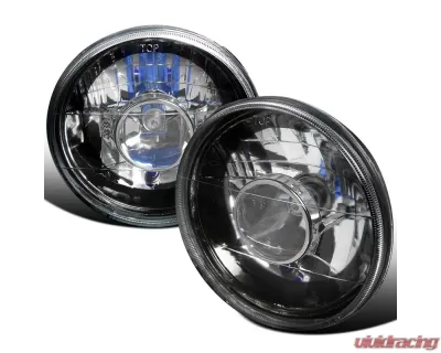 Spec-D Universal 7" Round H4 Projector Headlights (Matte Black Housing/Clear Lens) - LHP-7RNDJM