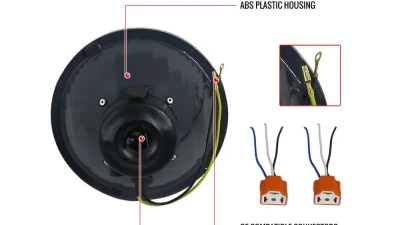 Spec-D Universal 7" Round H4 Projector Headlights (Matte Black Housing/Clear Lens)                                     - LHP-7RNDJM - Image 8