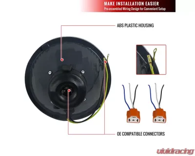 Spec-D Universal 7" Round H4 Projector Headlights (Matte Black Housing/Clear Lens) - LHP-7RNDJM