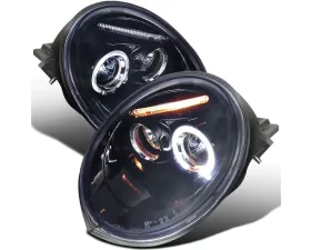 Spec-D Halo Projector Headlights (Glossy Black Housing/Smoke Lens) Volkswagen Beetle 1998-2005